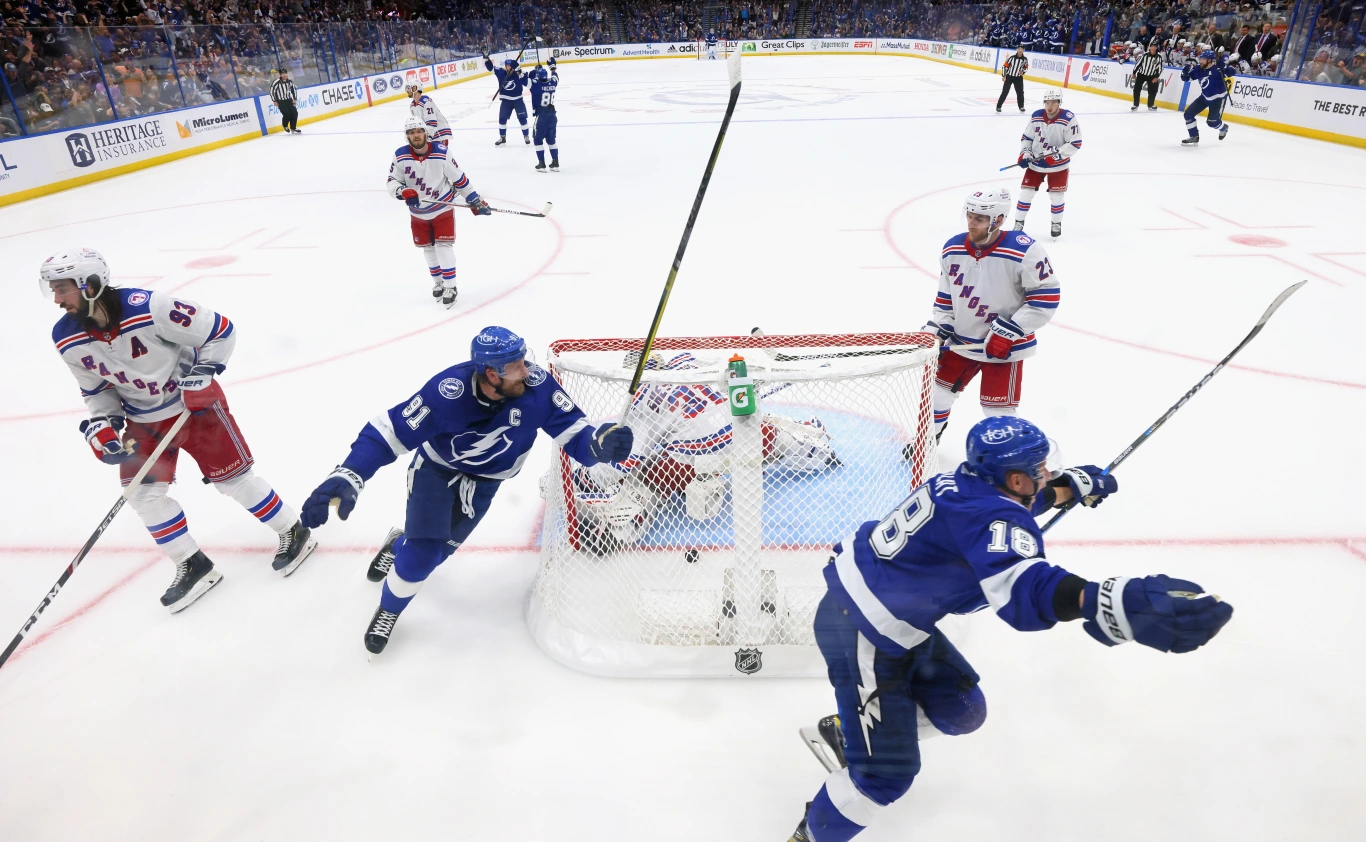 Ondrej Palat celebrates scoring a goal