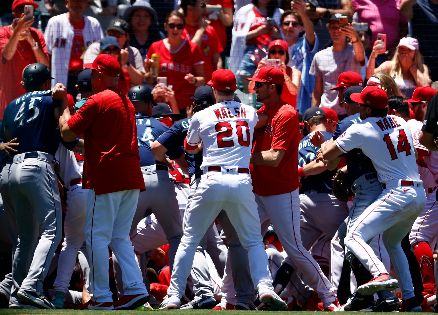 Mike Trout of the Los Angeles Angels of Anaheim shows his near mohawk  News Photo - Getty Images