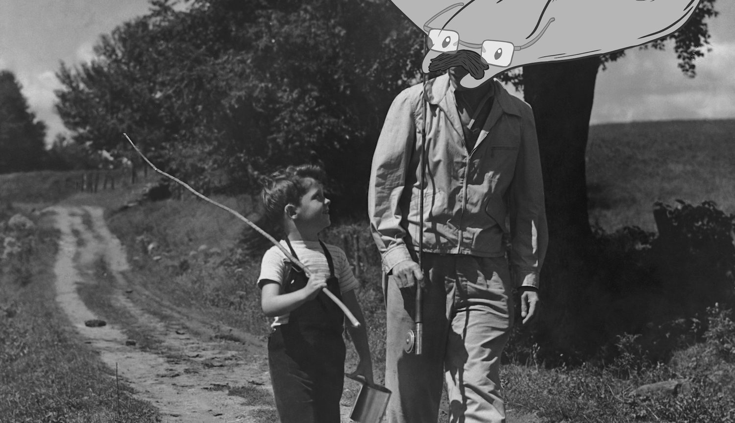 Father and son going on a fishing trip circa 1940's. (Photo by FPG/Getty Images)