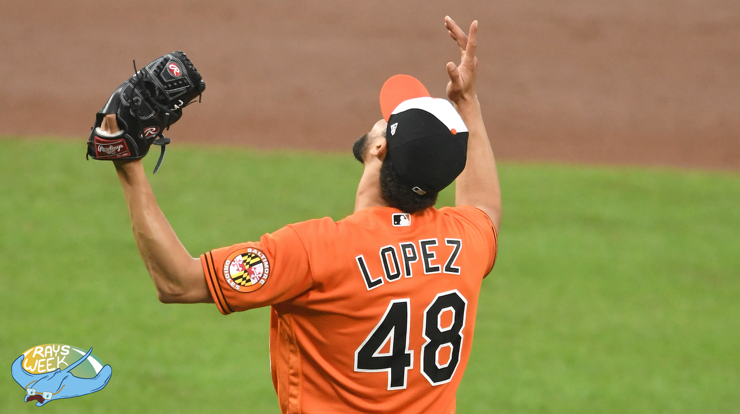 BALTIMORE, MD - JULY 09: Jorge Lopez #48 of the Baltimore Orioles celebrates a win after a baseball game against the Los Angeles Angels at Oriole Park at Camden Yards on July 9, 2022 in Baltimore, Maryland. (Photo by Mitchell Layton/Getty Images)