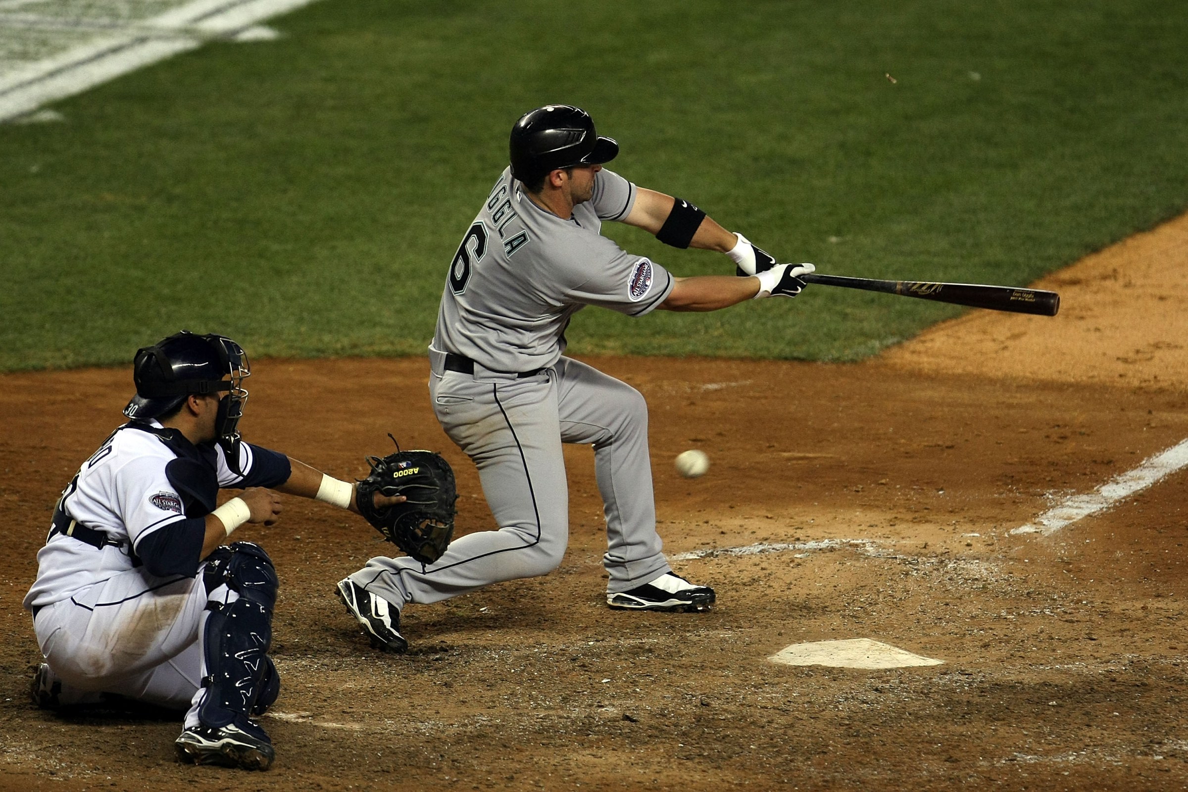 Dan Uggla in the 2008 MLB All-Star Game, striking out.