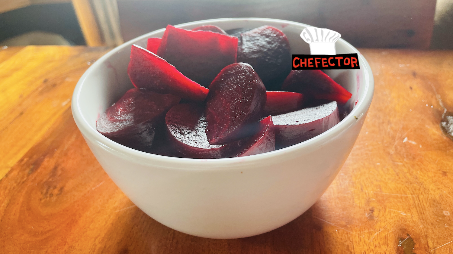 A bowl of roasted and sliced beets