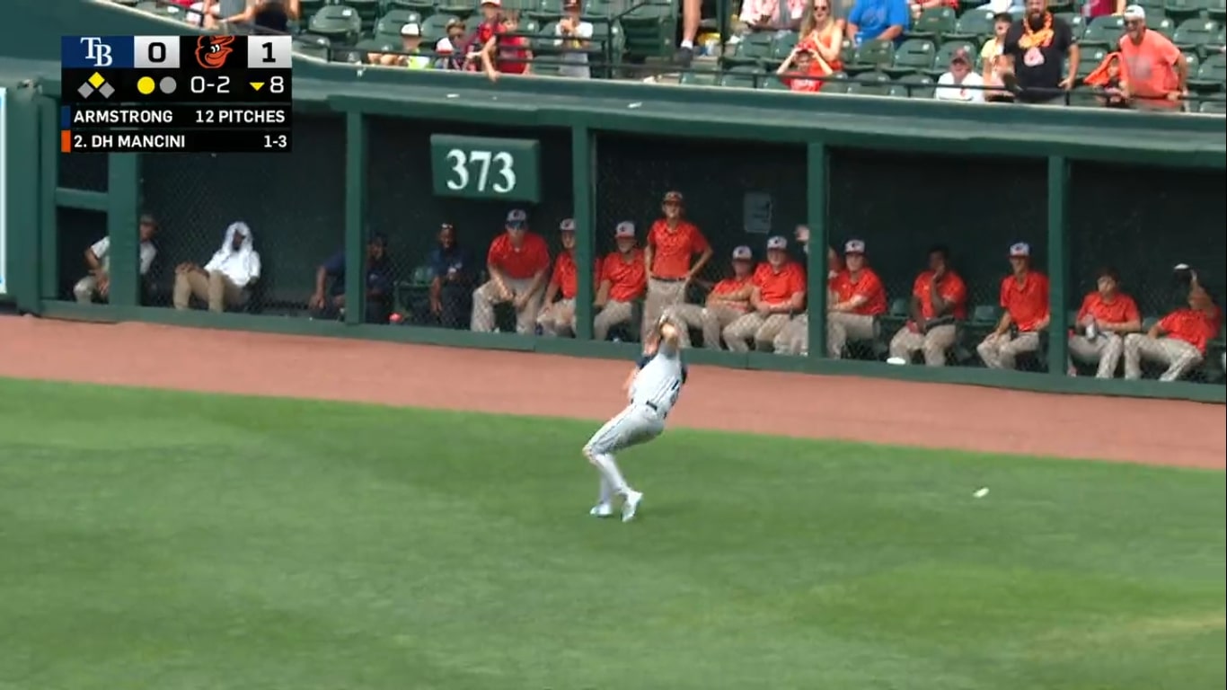 Josh Lowe drops fly ball