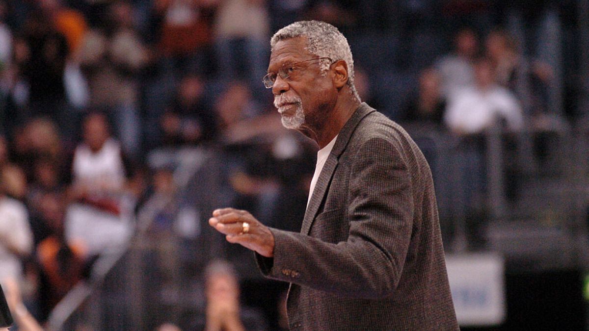 Bill Russell greets a crowd
