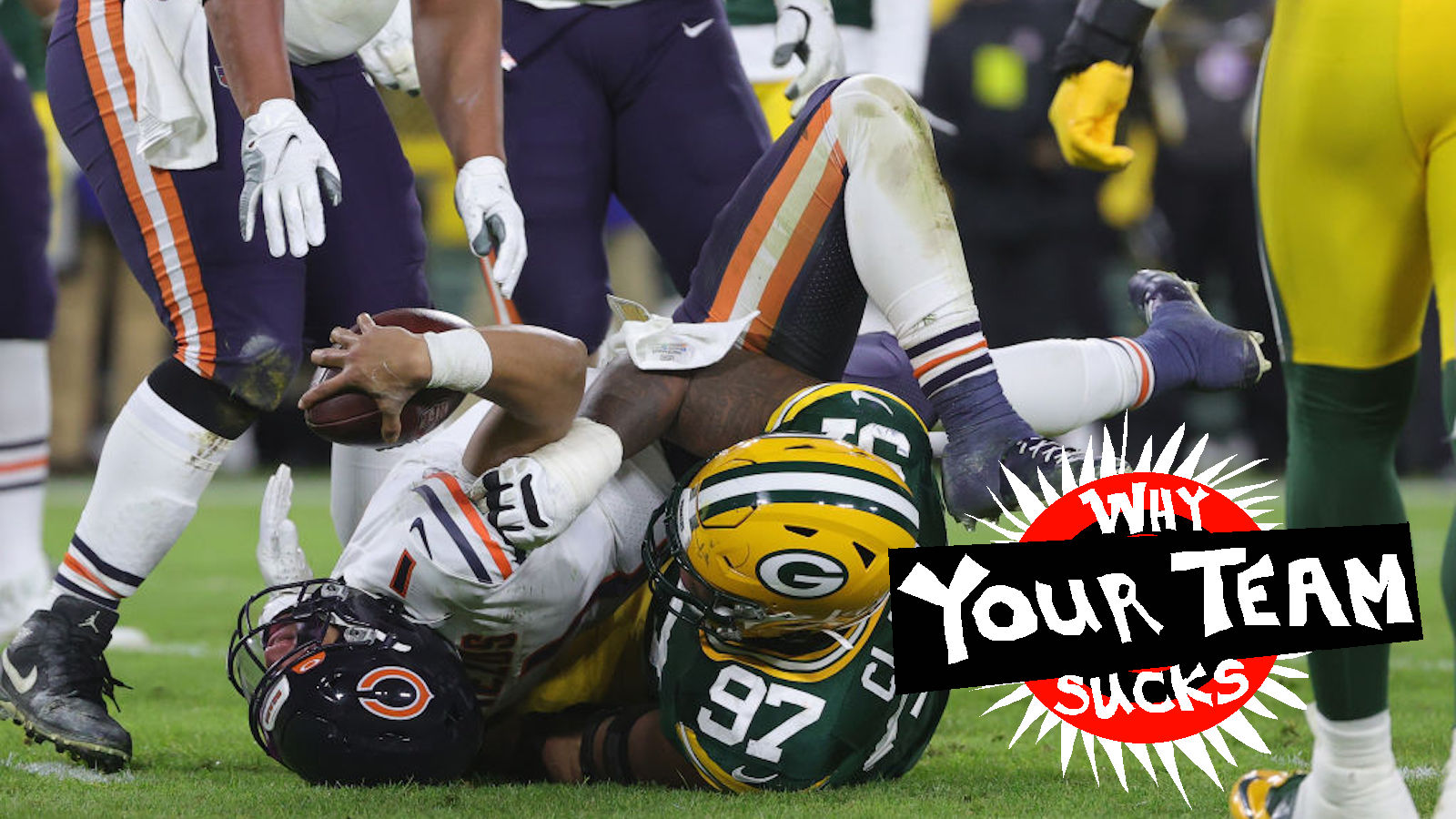 Justin Fields gets sacked