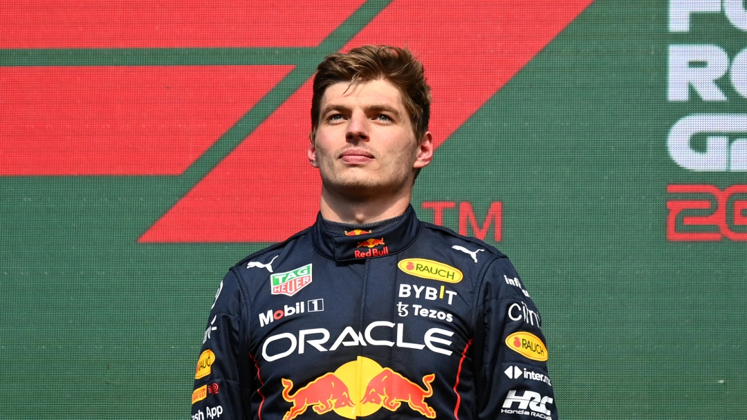 Race winner Max Verstappen of the Netherlands and Oracle Red Bull Racing looks on from the podium during the F1 Grand Prix of Belgium at Circuit de Spa-Francorchamps on August 28, 2022 in Spa, Belgium.
