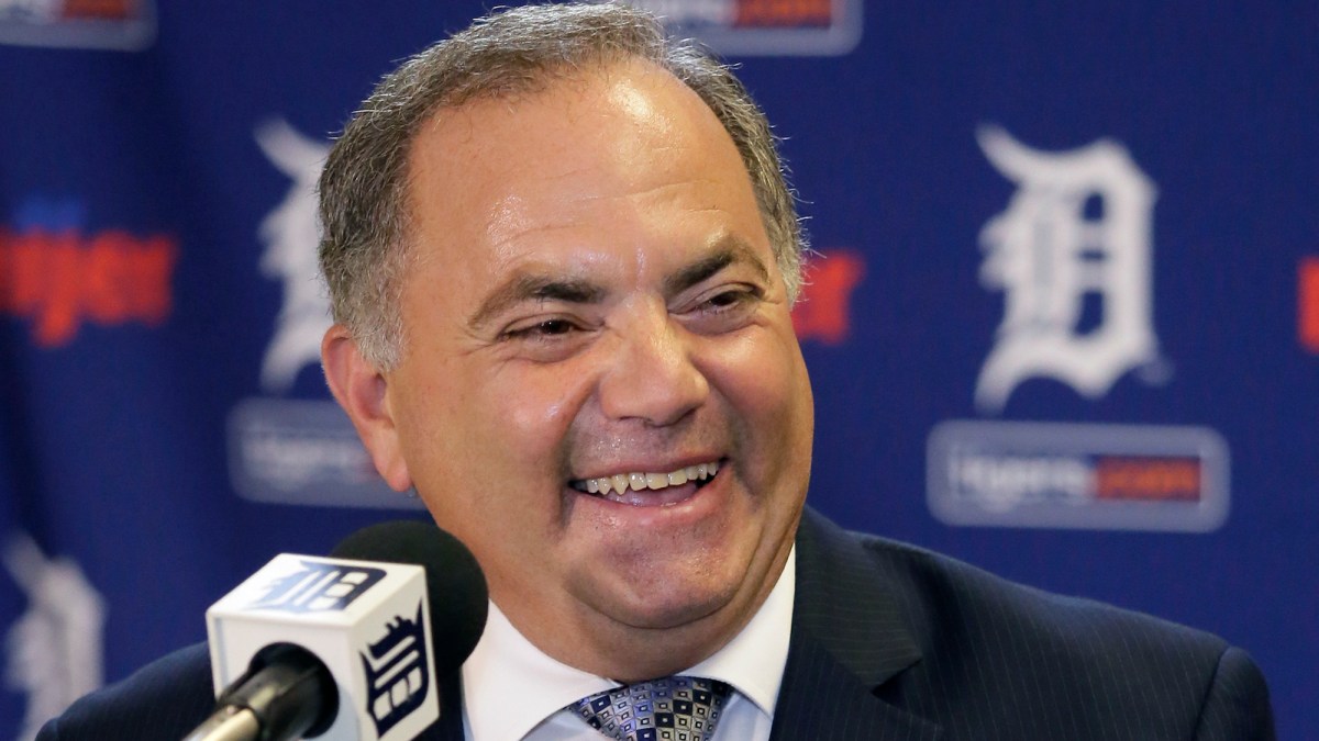 DETROIT, MI - AUGUST 4: Al Avila laughs during a news conference at Comerica Park after he was promoted to executive vice president of baseball operations and general manager on August 4, 2015 in Detroit, Michigan. Avila replaces Dave Dombrowski who was the Tigers' general manager since 2002. (Photo by Duane Burleson/Getty Images)
