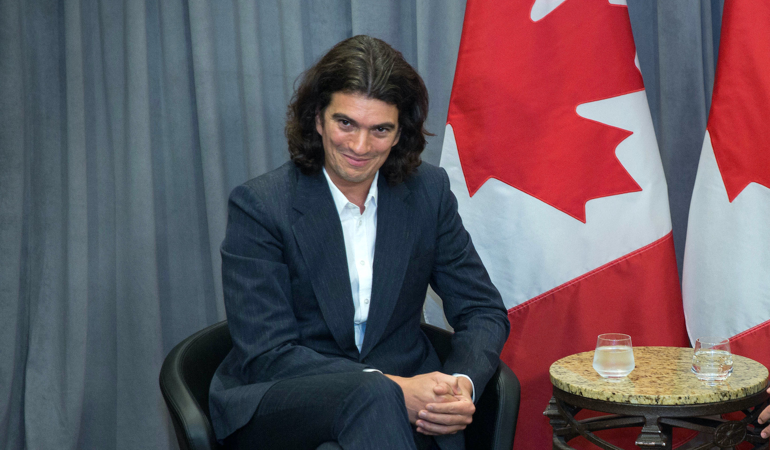 NEW YORK, NY - MAY 16: Canada's Prime Minister Justin Trudeau meets with WeWork Co-Founder and CEO Adam Neuman on May 16, 2018 in New York City. (Photo by Kevin Hagen/Getty Images)