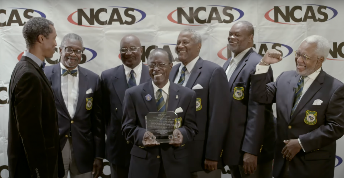 The Cannon Street All-Star Team of 1955 is honored at an event in 2015.