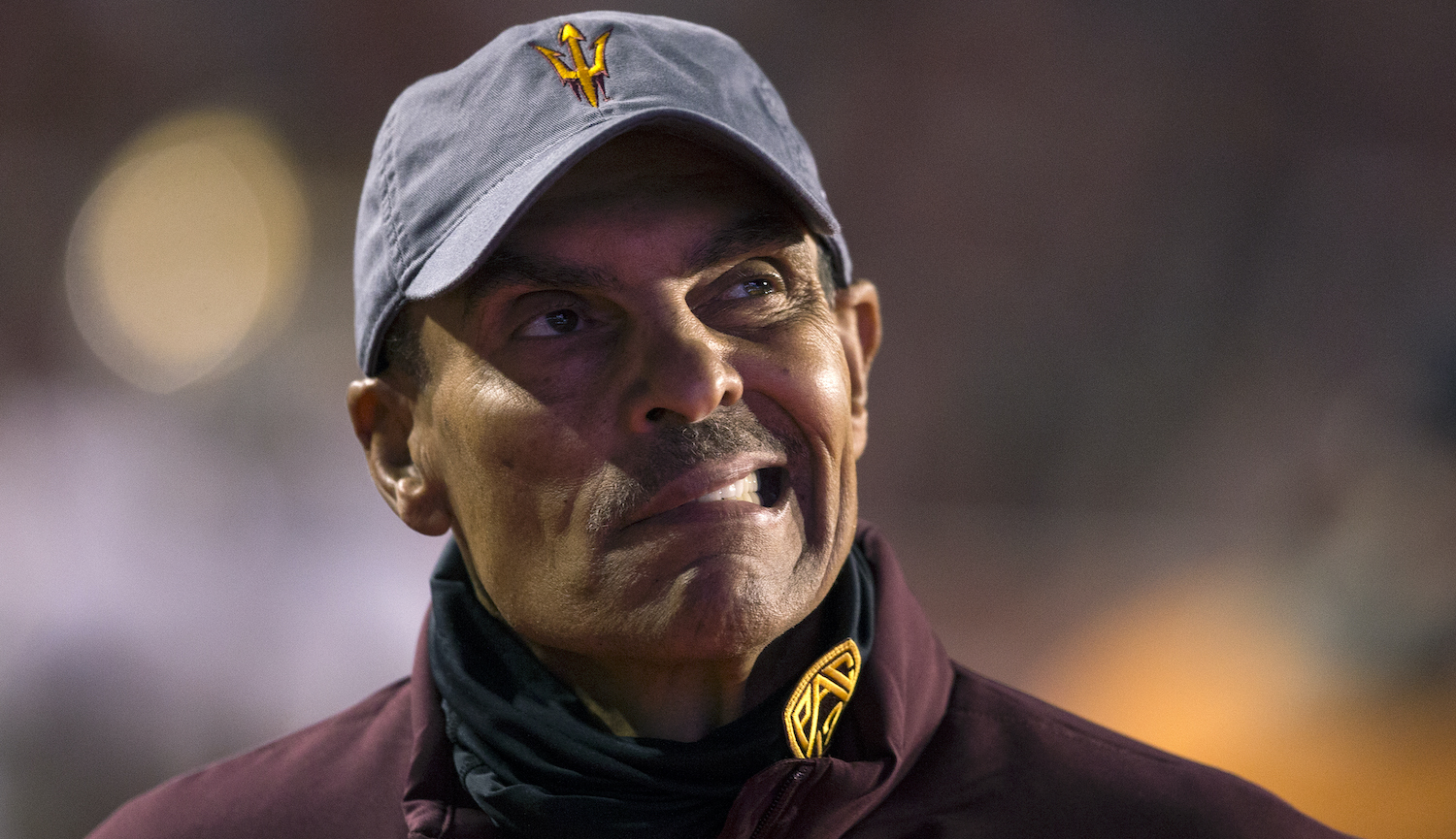 SALT LAKE CITY, UT - OCTOBER 16: Head coach Herm Edwards of the Arizona State Sun Devils reacts after the loss to the Utah Utes at Rice-Eccles Stadium on October 16, 2021 in Salt Lake City, Utah. (Photo by Chris Gardner/Getty Images)
