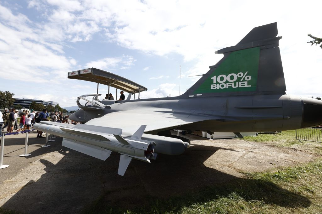 A fighter jet using biofuel