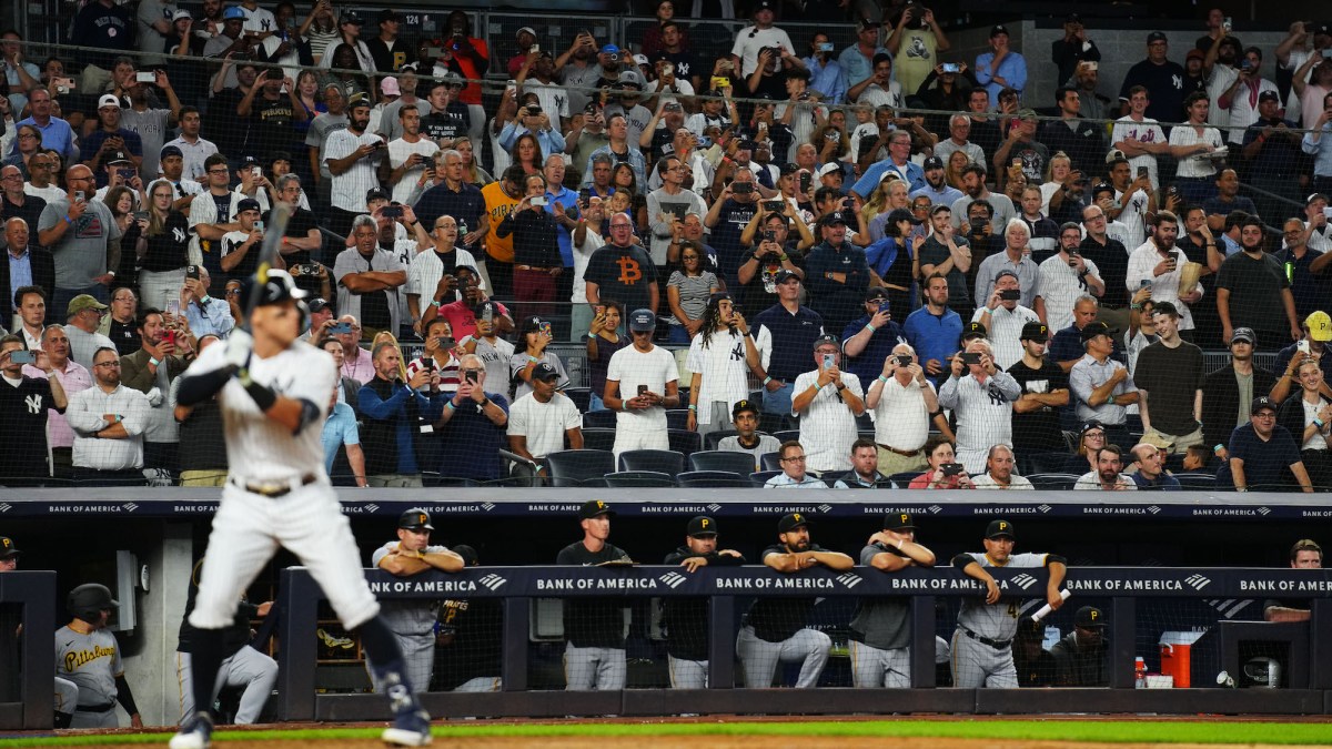 NEW YORK, NY - SEPTEMBER 20: A general view as Aaron Judge #99 of the New York Yankees bats in the sixth inning during the game between the Pittsburgh Pirates and the New York Yankees at Yankee Stadium on Tuesday, September 20, 2022 in New York, New York. (Photo by Daniel Shirey/MLB Photos via Getty Images)