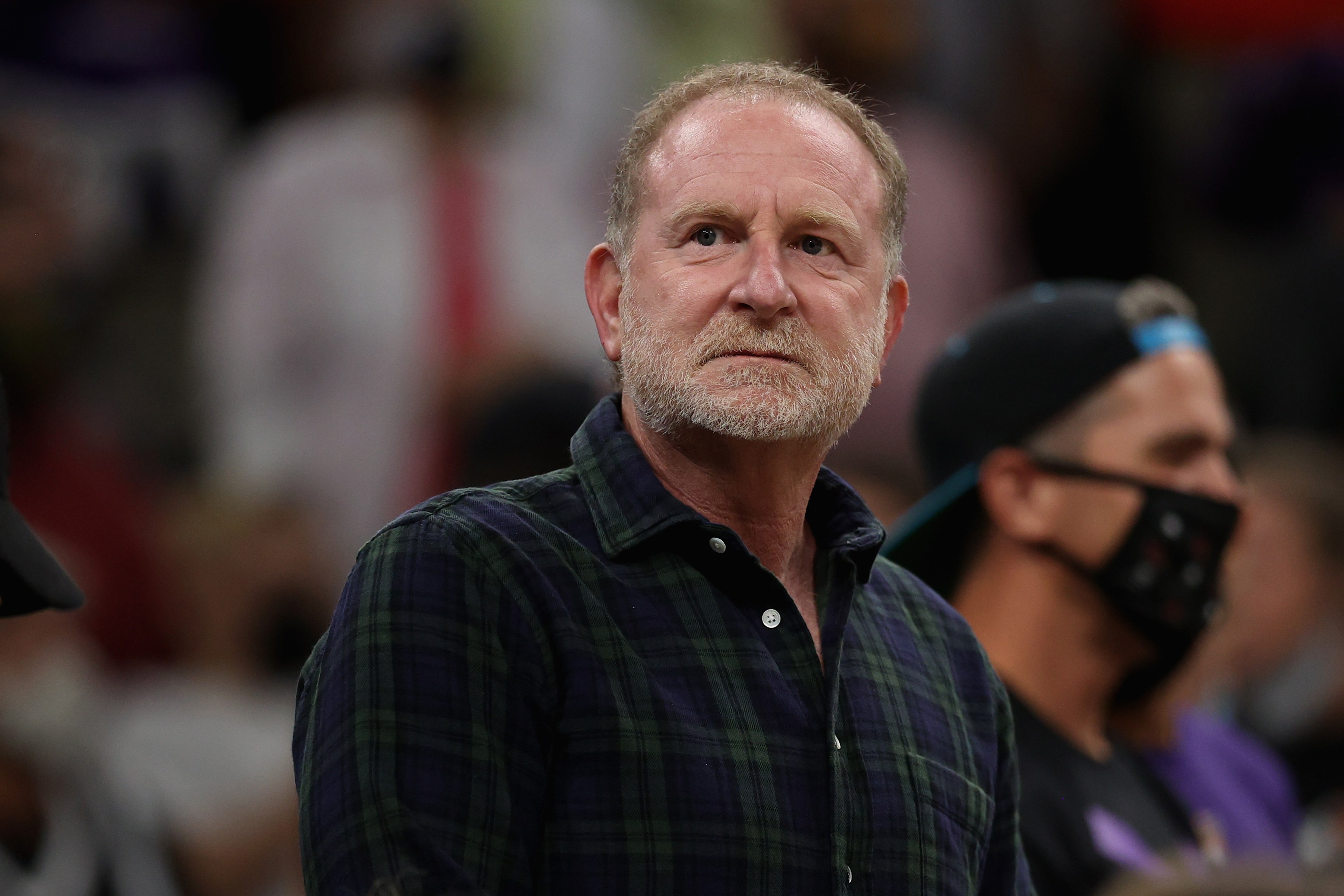 Phoenix Suns and Mercury owner Robert Sarver attends Game Two of the 2021 WNBA Finals at Footprint Center on October 13, 2021 in Phoenix, Arizona. The Mercury defeated the Sky 91-86 in overtime.
