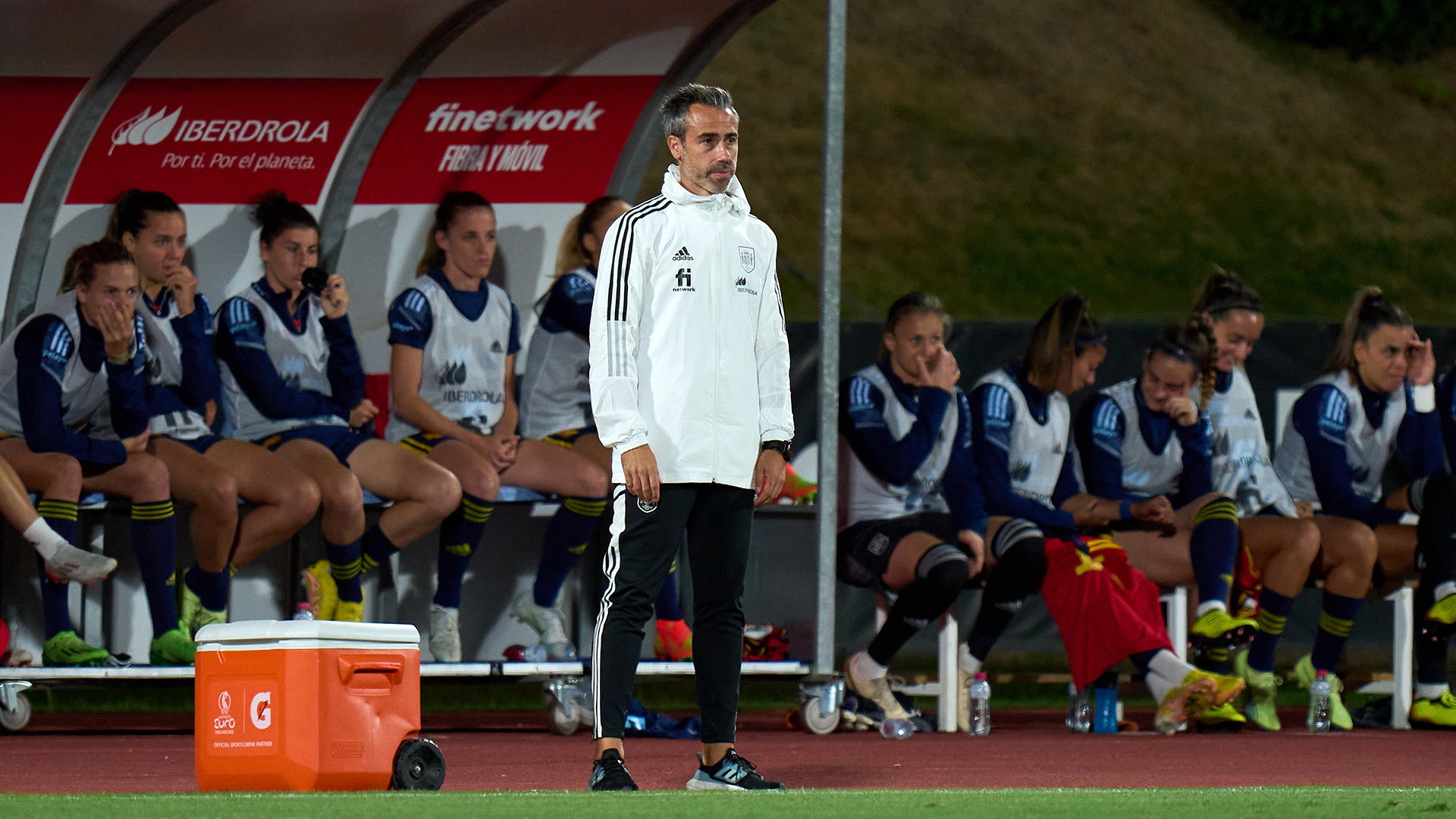 Head coach Jorge Vilda of Spain looks on during the FIFA Women's World Cup 2023 Qualifier group B match between Spain and Ukraine at Ciudad del Futbol de Las Rozas on September 06, 2022 in Madrid, Spain.