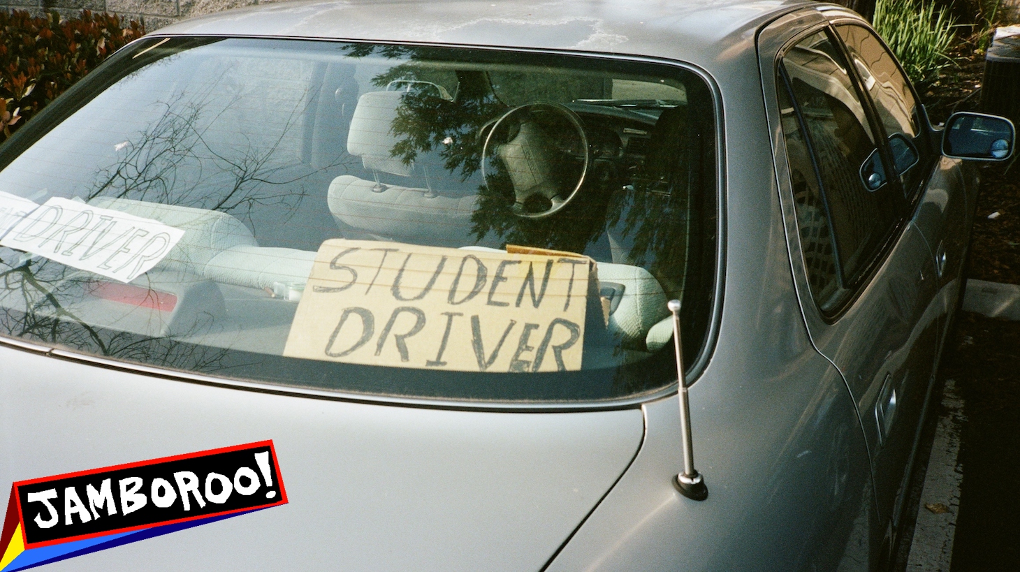 Rear view of car with handwritten sign reading Student Driver, warning other drivers that the person operating the vehicle is learning to drive, Dublin, California, May 2018. (Photo by Smith Collection/Gado/Getty Images)