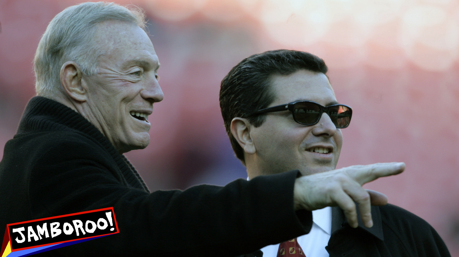 -Skins19 - 175541 - 12/18/2005 - Photo by John McDonnell - Landover MD - Redskins host the Dallas Cowboys. L to R - Cowboys owner Jerry Jones and Redskins Owner Dan Snyder meet at midfield An hour before game time.