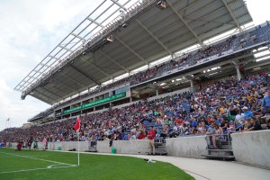 Fans set a new attendance record for the Chicago Red Stars with 17,388 in attendance during the NWLS soccer game between Chicago Red Stars and North Carolina Courage at SeatGeek Stadium on July 21, 2019 in Bridgeview, Illinois.