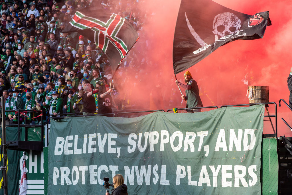 Banner supporting NWSL players