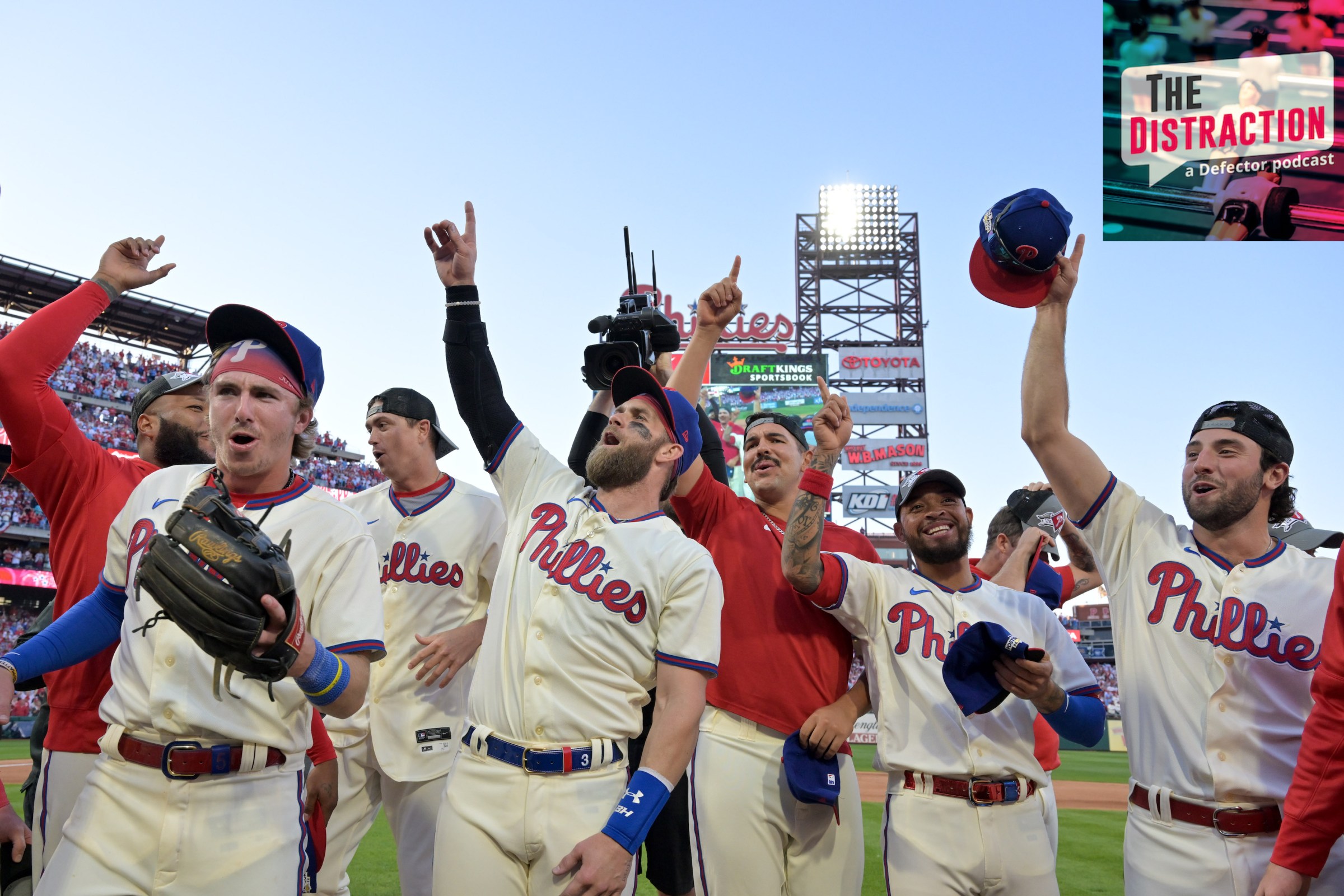 The Philadelphia Phillies celebrate after dispatching the Atlanta Braves in the NLDS.