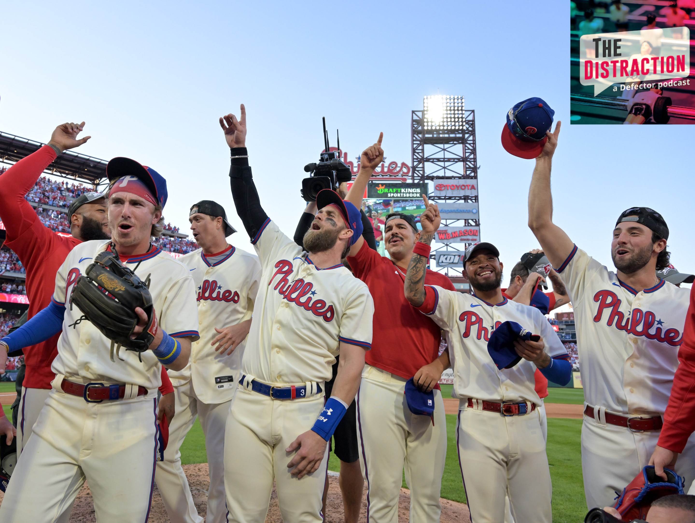 The Philadelphia Phillies celebrate after dispatching the Atlanta Braves in the NLDS.