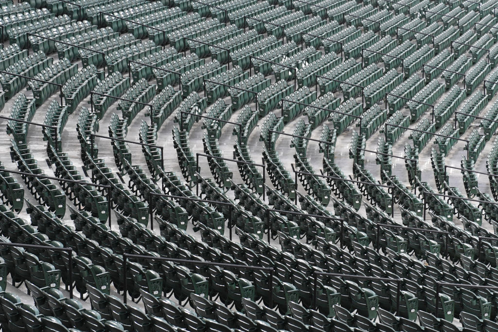 Empty seats at a baseball stadium