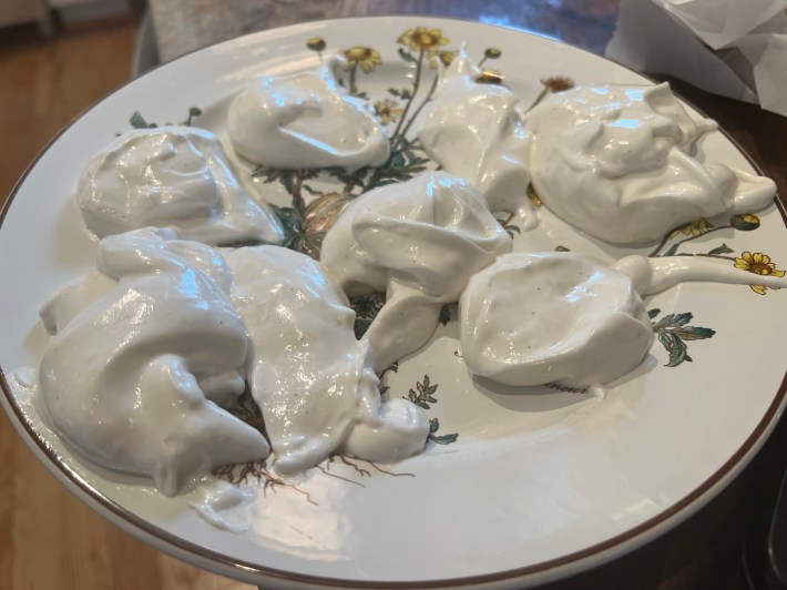 Blobs of melting marshmallow goo.