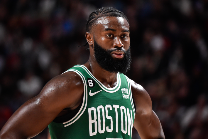 Jaylen Brown, looking sort of vaguely perplexed