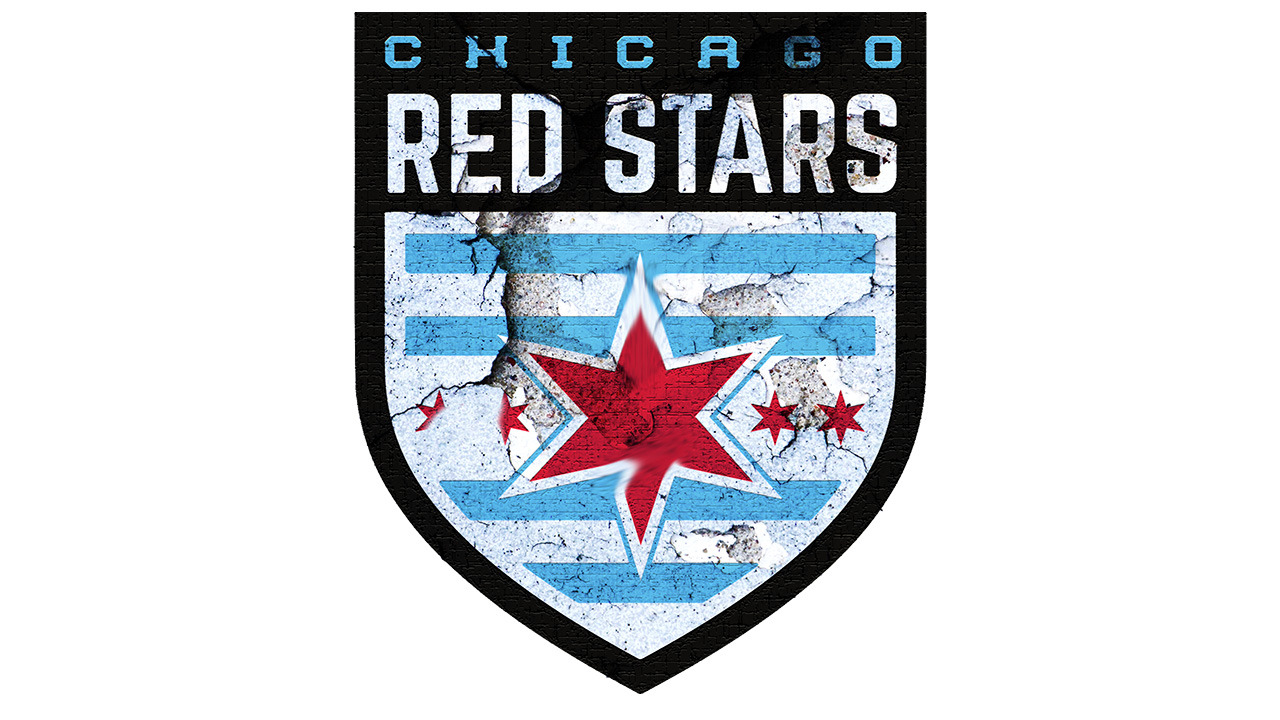 The logo for the NWSL's Chicago Red Stars. The Logo is dirty and shattered.