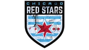 The logo for the NWSL's Chicago Red Stars. The Logo is dirty and shattered.