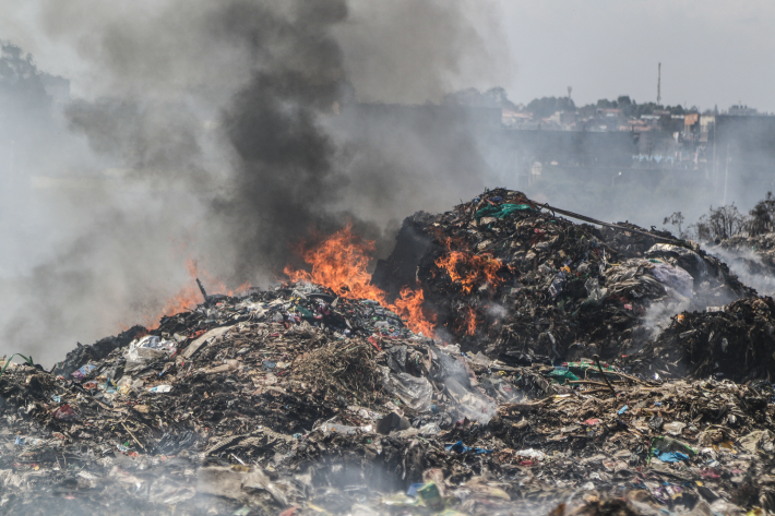 A burning landfill