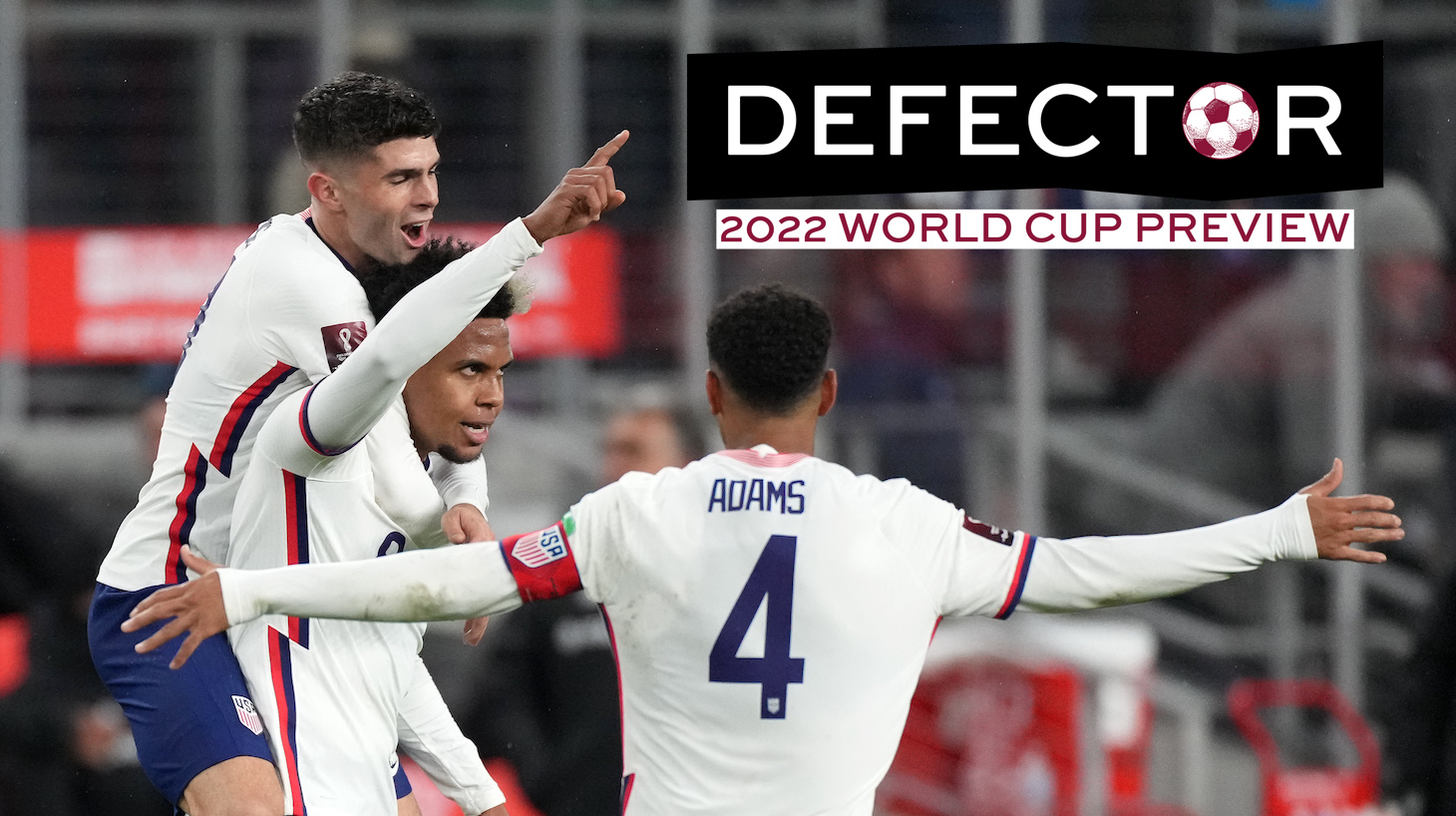 United States midfielder Weston McKennie (8) celebrates with forward Christian Pulisic (10), midfielder Tyler Adams (4) and teammates after scoring a goal during a CONCACAF World Cup Qualifying game between the United States and Mexico on November 12, 2021 at TQL Stadium in Cincinnati, OH.