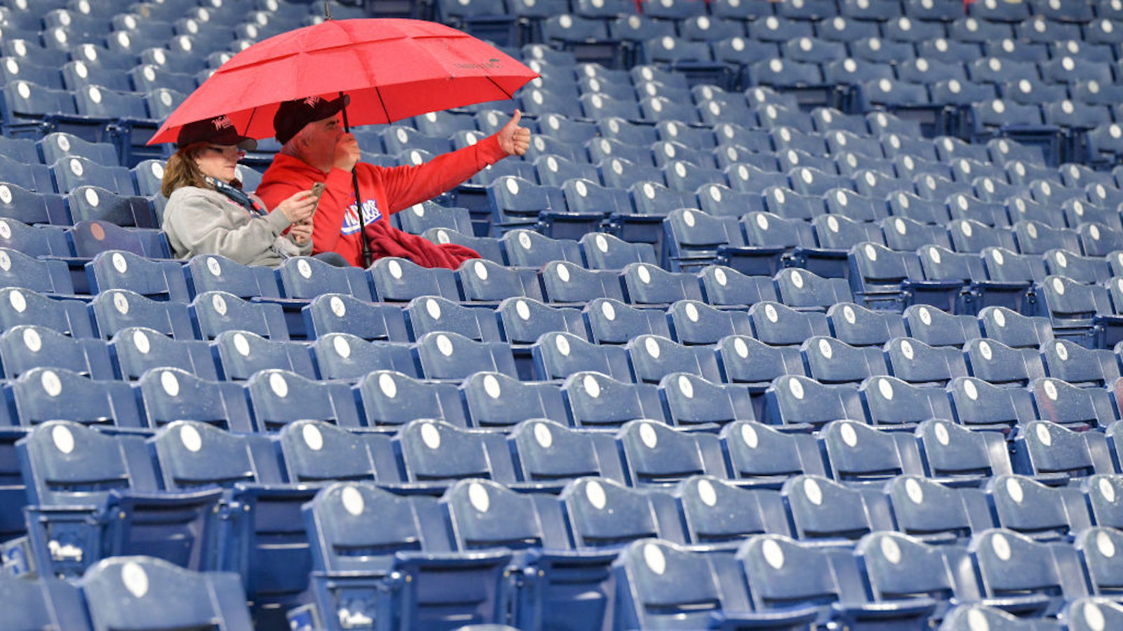 Phillies fan in the rain