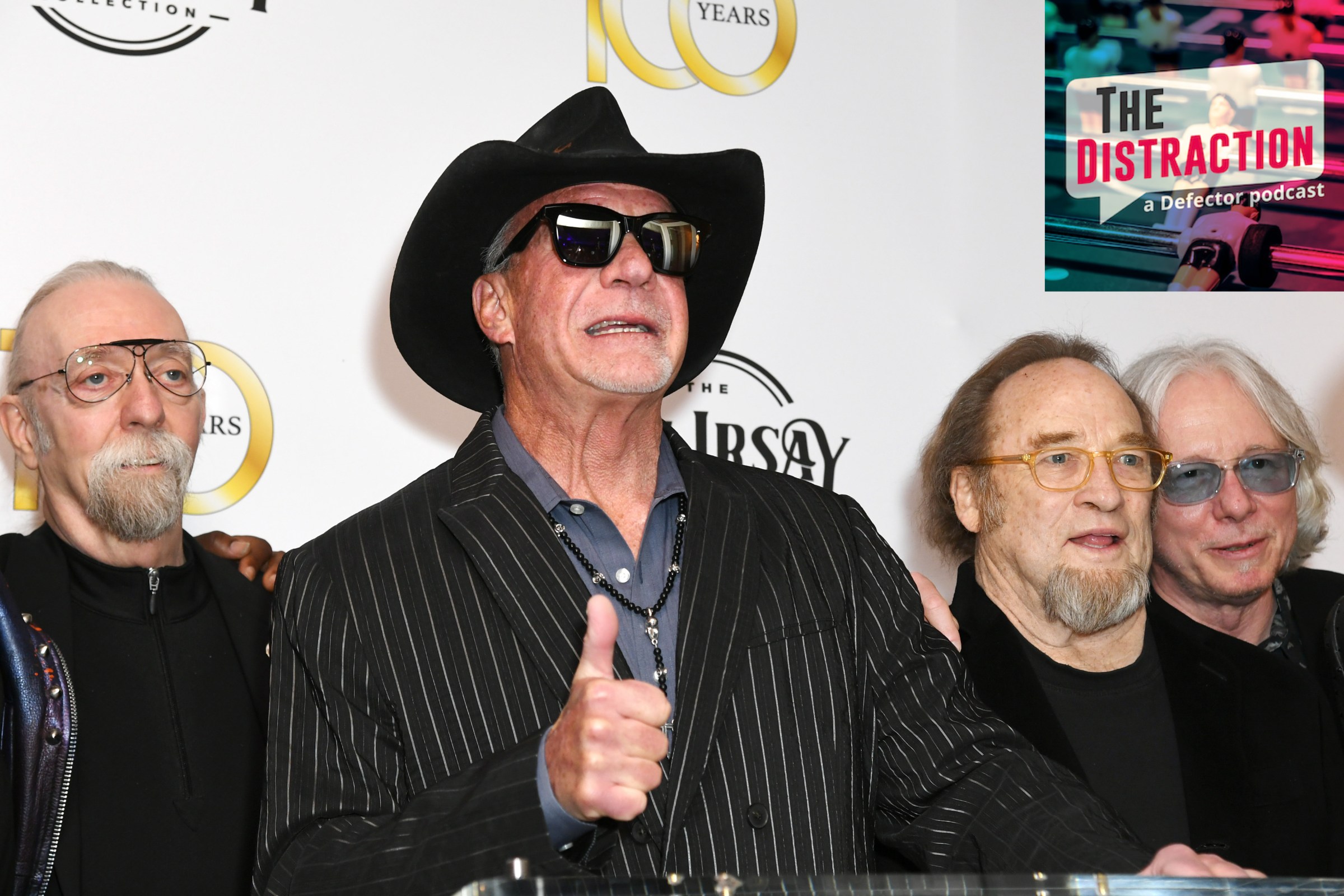 Colts owner Jim Irsay and various aged rock luminaries at the 100th birthday party for Jack Kerouac that Irsay hosted at the Beverly Hills Hotel.