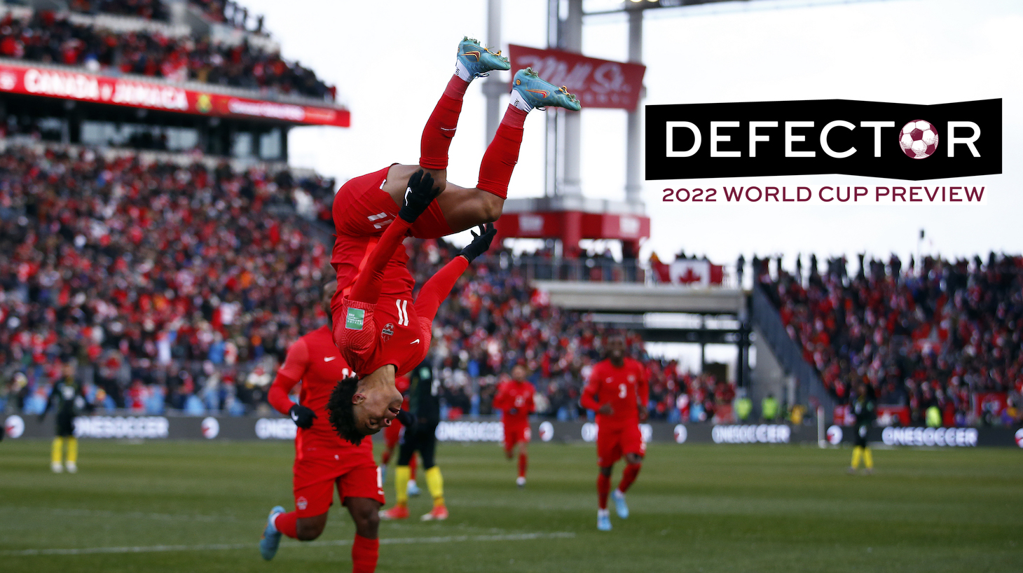 Tajon Buchanan #11 of Canada celebrates a goal during a 2022 World Cup Qualifying match against Jamaica at BMO Field on March 27, 2022 in Toronto, Ontario, Canada.