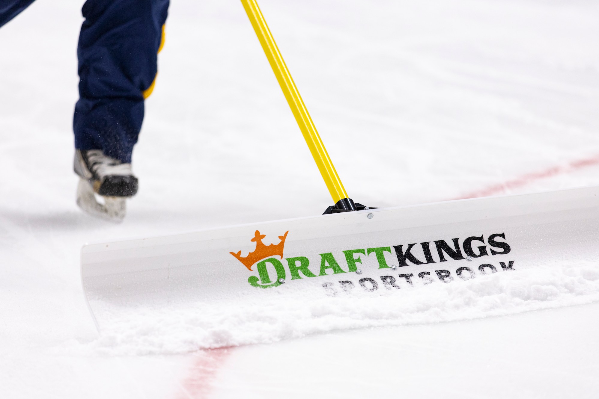 NASHVILLE, TN - OCTOBER 13: Detail view of a DraftKings Sportsbook advertisement during the first period of the NHL game between the Nashville Predators and the Dallas Stars at Bridgestone Arena on October 13, 2022 in Nashville, Tennessee. (Photo by Brett Carlsen/Getty Images)