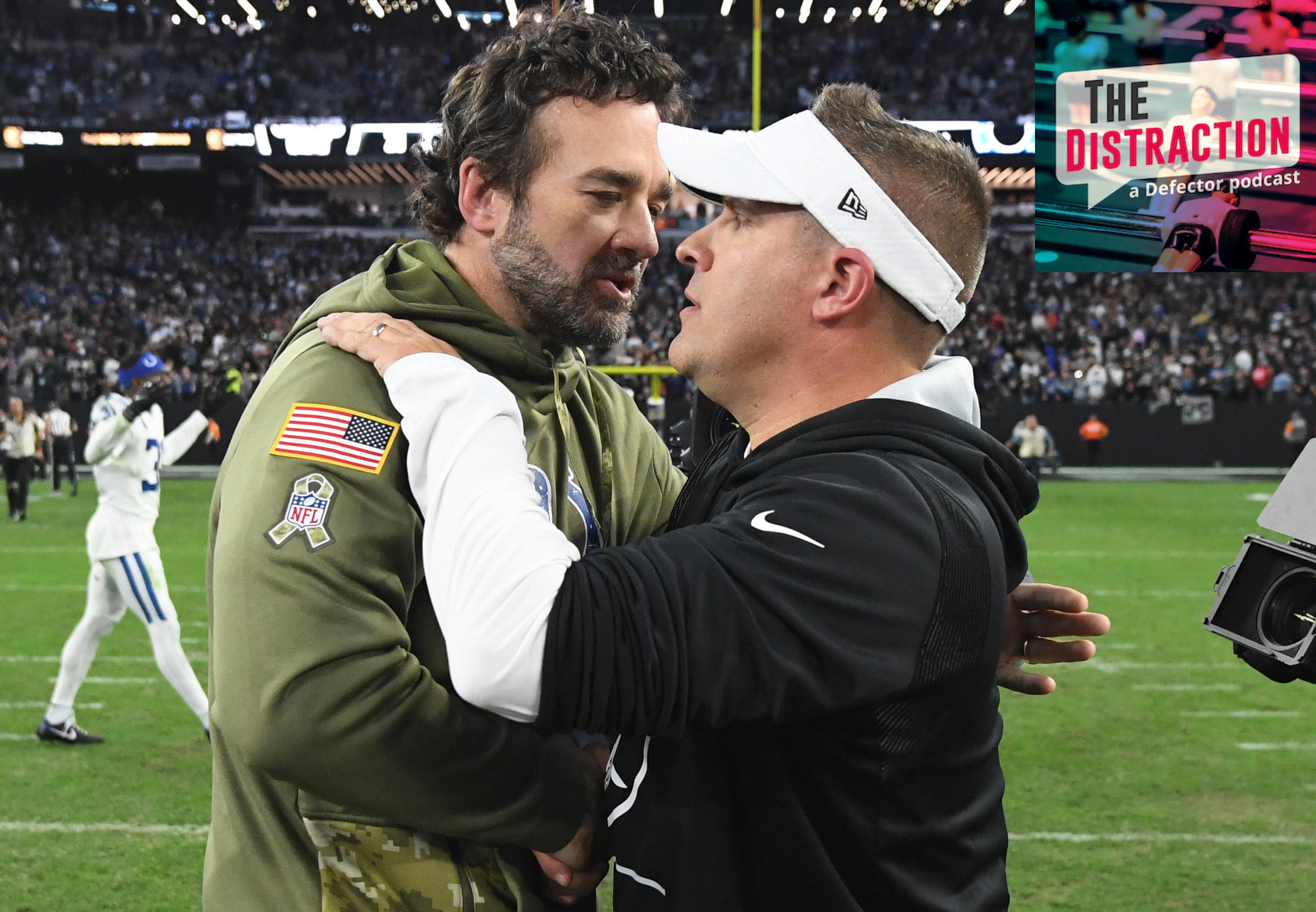 Colts coach Jeff Saturday and Raiders coach Josh McDaniels congratulate each other after their awful NFL teams played each other.
