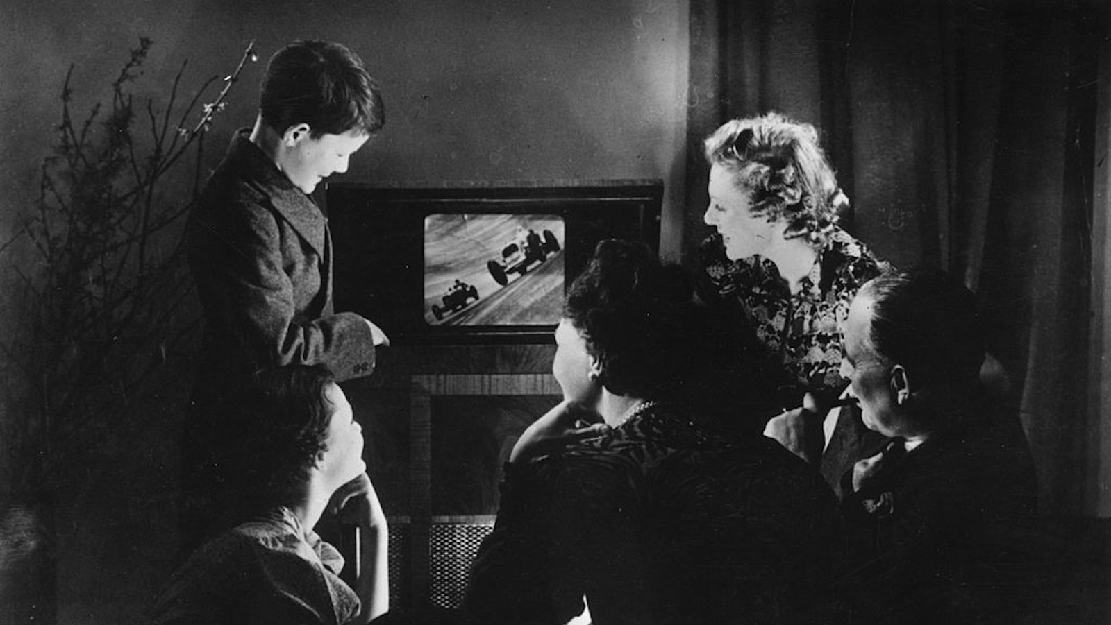 A family watches TV