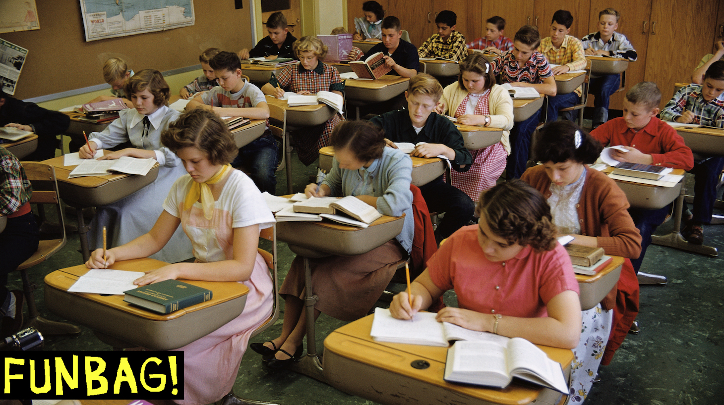 High School Students Writing at Desks (Photo by �� William Gottlieb/CORBIS/Corbis via Getty Images)
