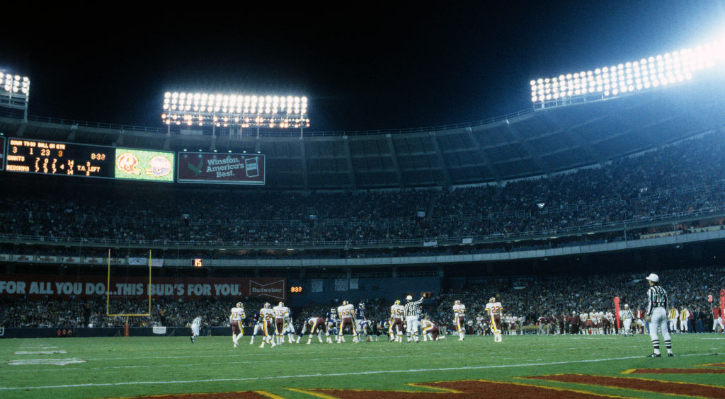 A view of RFK stadium during a football game