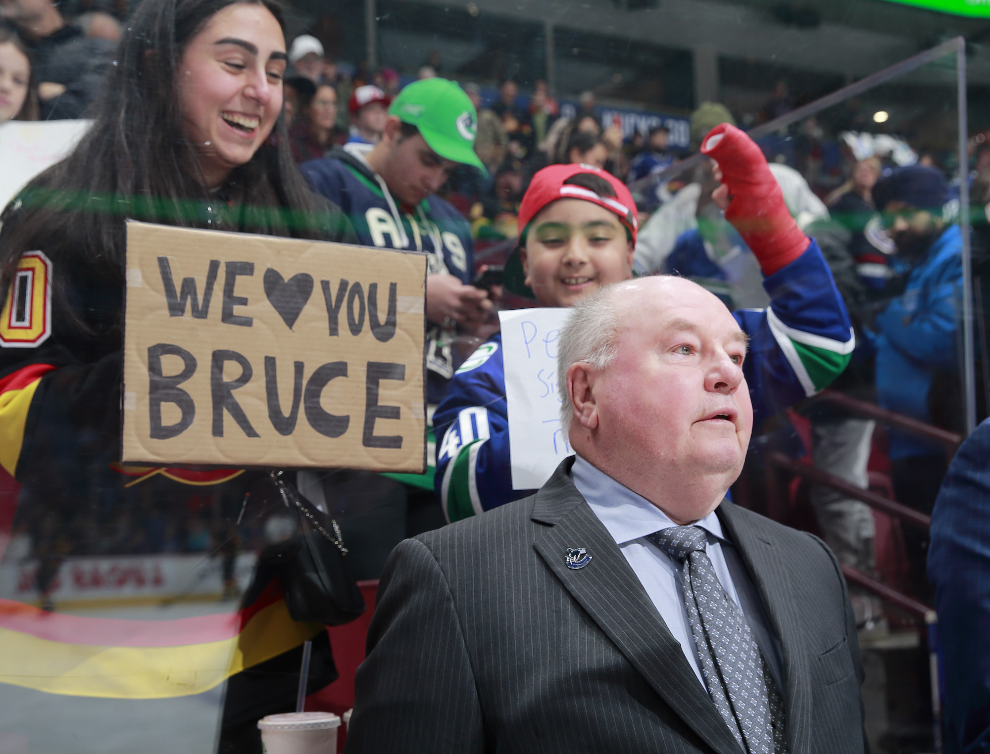 VANCOUVER, CANADA - JANUARY 21: Head coach Bruce Boudreau of the Vancouver Canucks looks on from the bench during their NHL game against the Edmonton Oilers at Rogers Arena January 21, 2023 in Vancouver, British Columbia, Canada. (Photo by Jeff Vinnick/NHLI via Getty Images)
