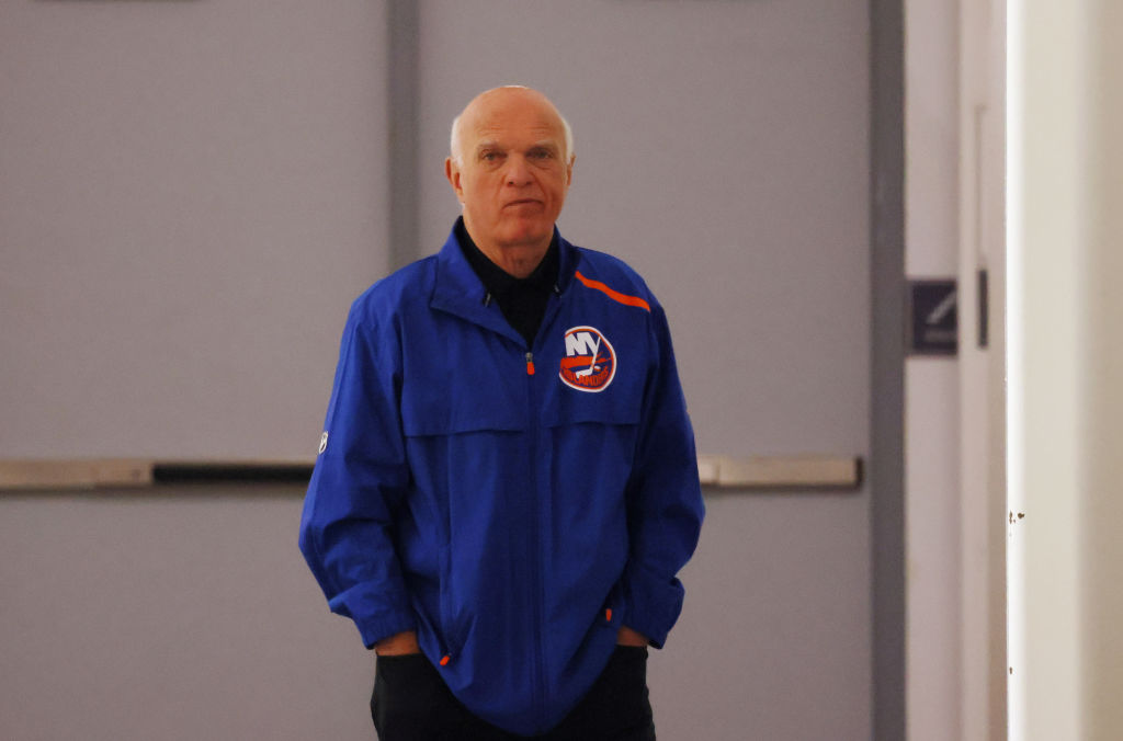 Lou Lamoriello attends Islanders practice