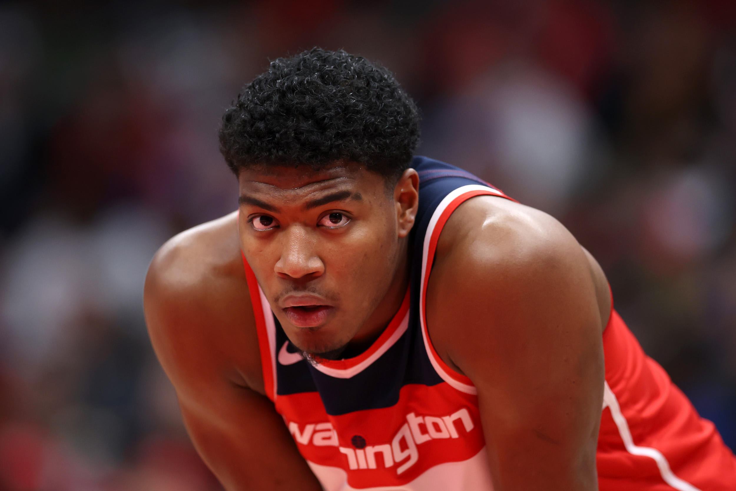 Rui Hachimura rests.
