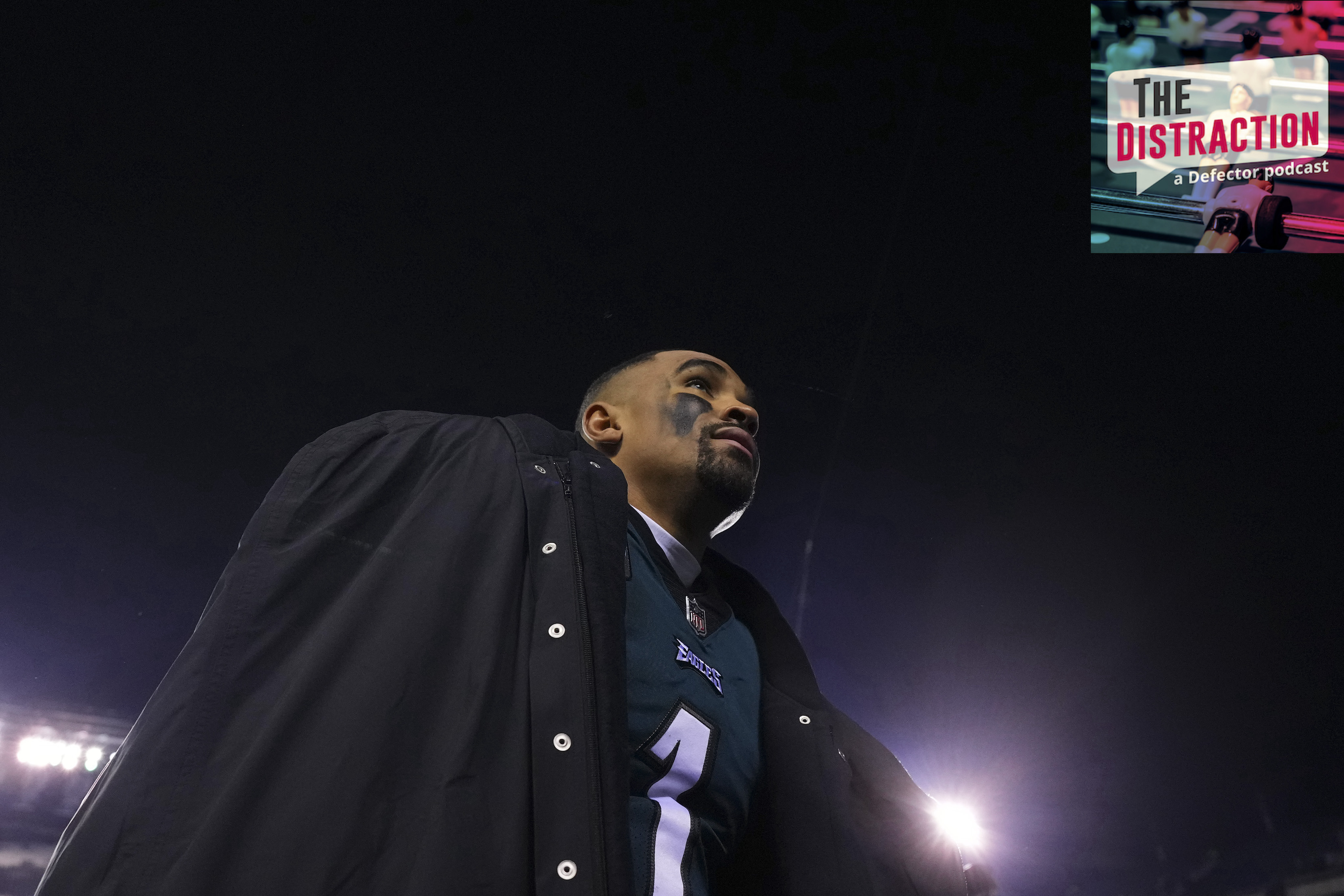 Philadelphia Eagles QB Jalen Hurts leaves the field after his team demolished the New York Giants in the NFL Divisional Round.