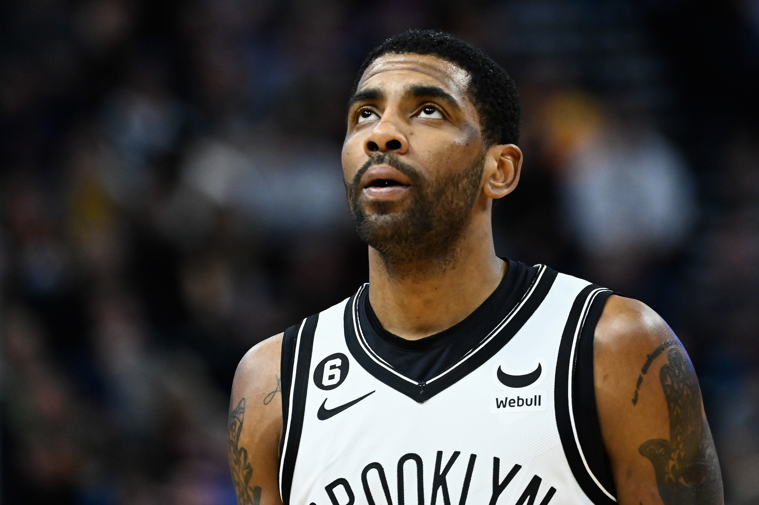 Kyrie Irving looks up.