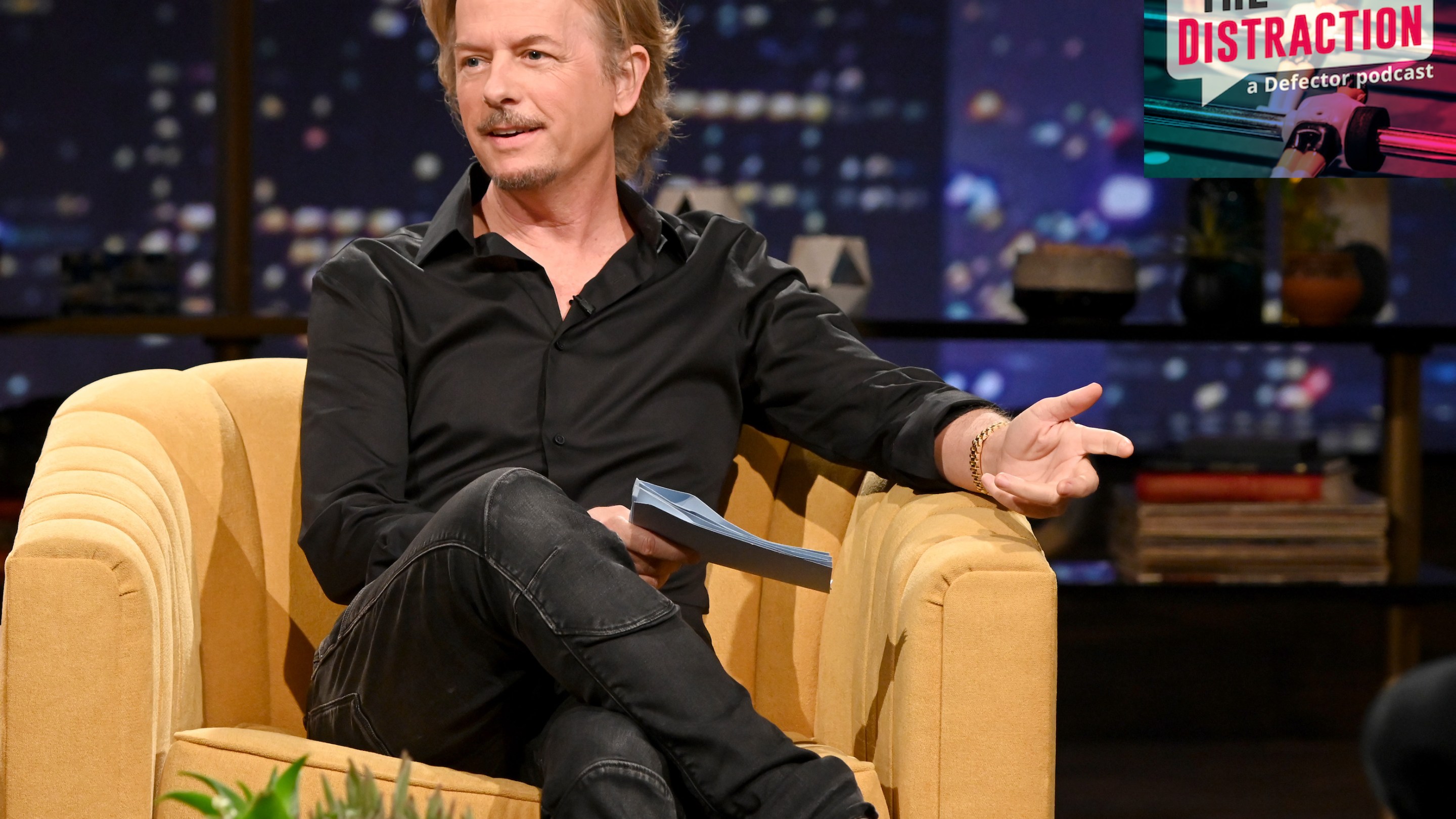 David Spade on the set of his 2019 late-night series on Comedy Central.