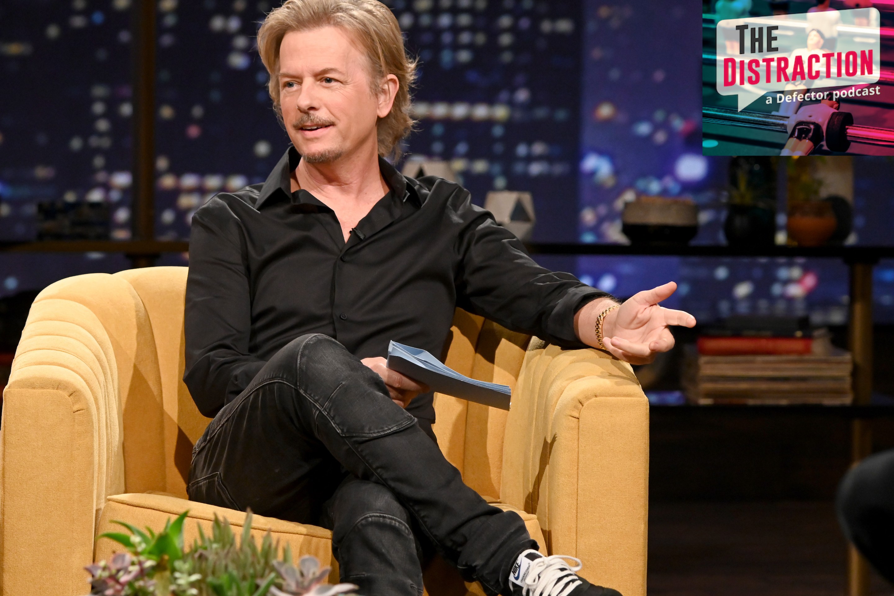 David Spade on the set of his 2019 late-night series on Comedy Central.