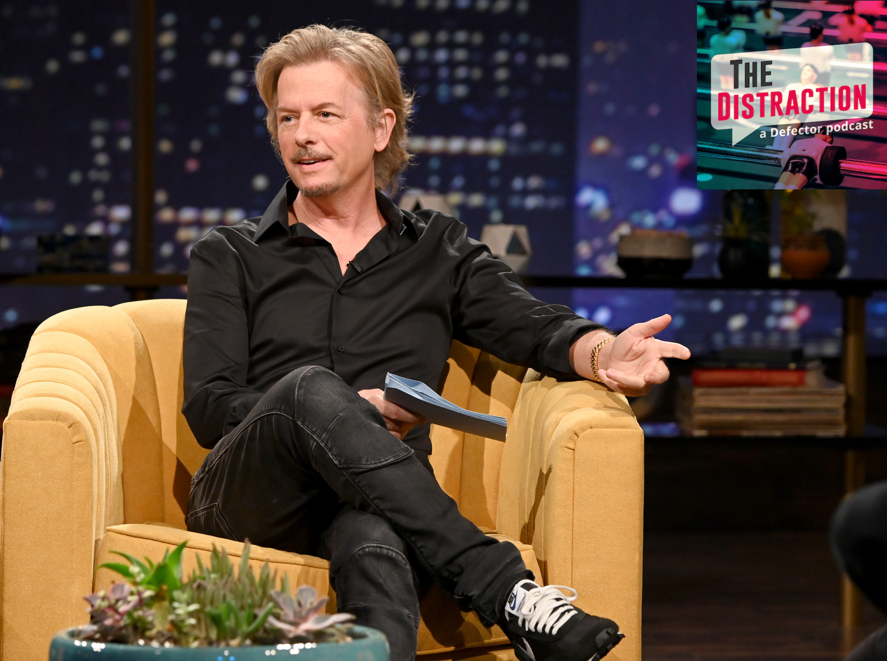 David Spade on the set of his 2019 late-night series on Comedy Central.
