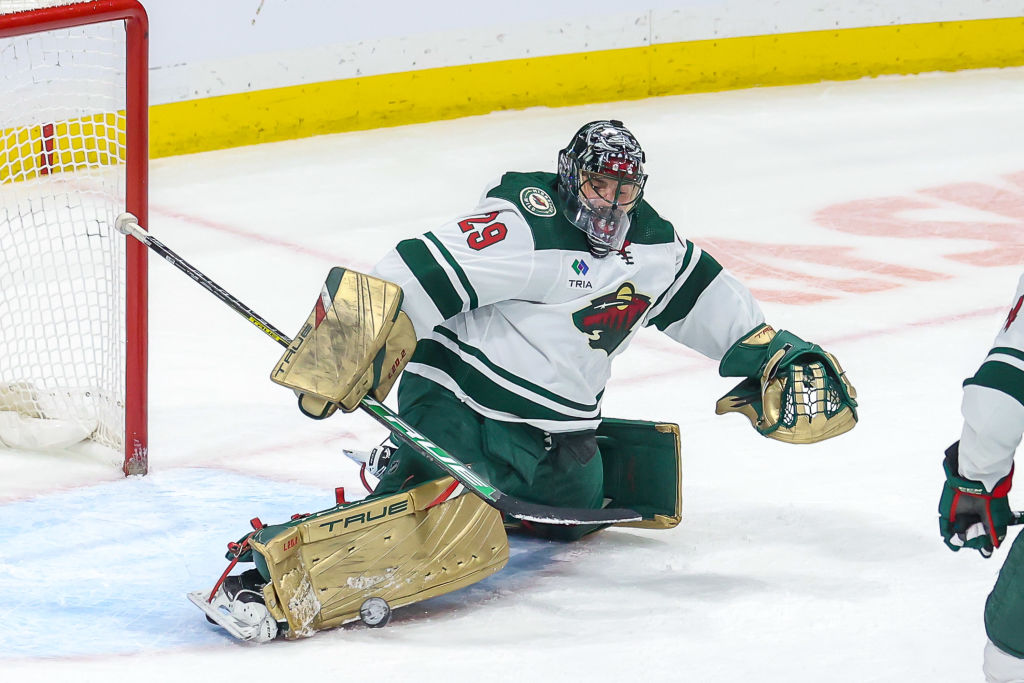 Marc-Andre Fleury makes a pad save