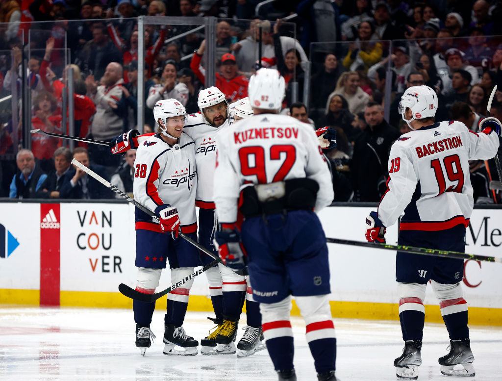 Alex Ovechkin celebrates a goal