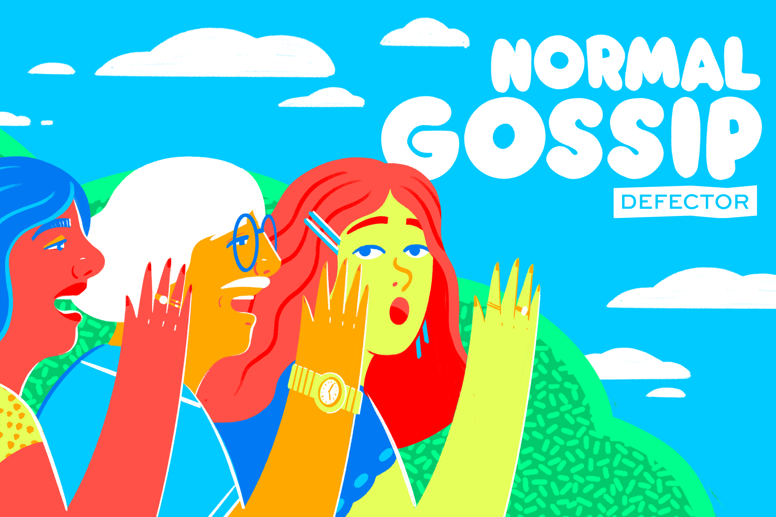 Normal Gossip logo with cartoon characters gossiping